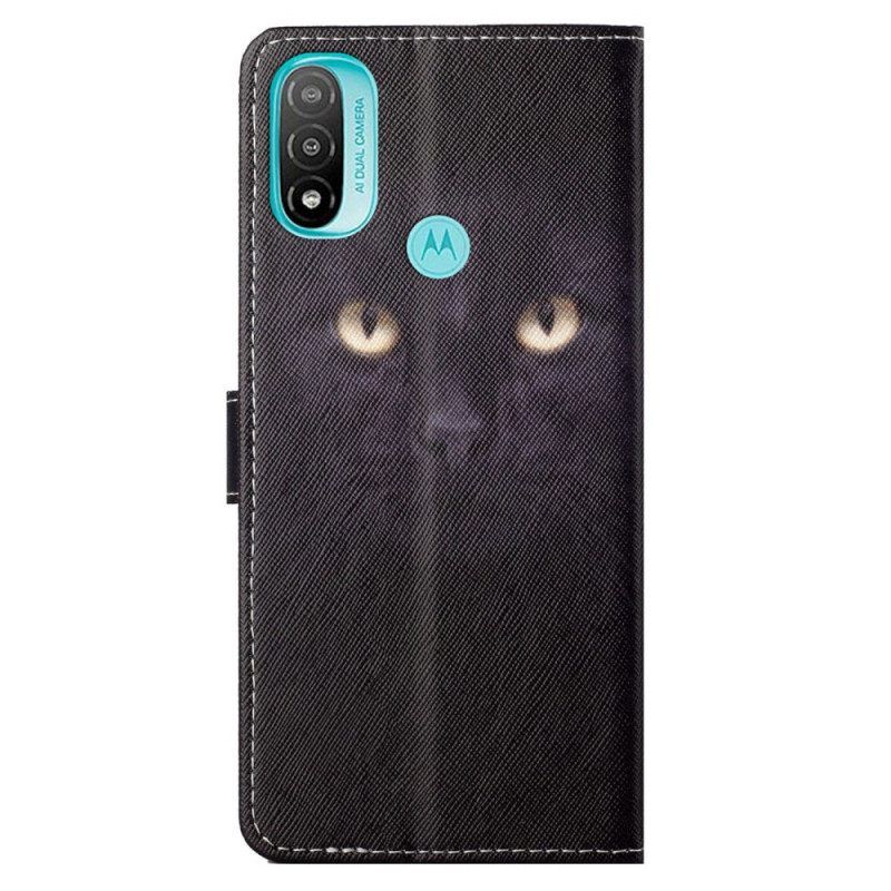 Κάλυμμα Moto G71 5G με κορδονι Strappy Black Cat Eyes